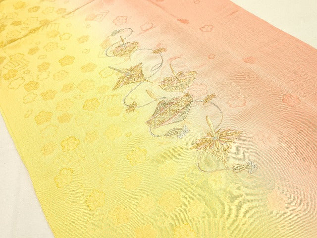 平和屋着物●和装小物 帯締め・帯揚げセット うらら香 刺繍 駒 丸ぐけ 暈し染め 金糸 撚り房 逸品 未使用 AAAS2714ay