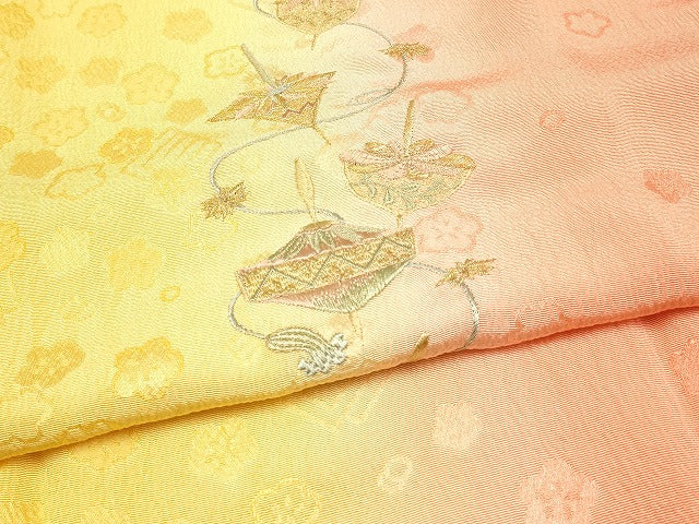 平和屋着物●和装小物 帯締め・帯揚げセット うらら香 刺繍 駒 丸ぐけ 暈し染め 金糸 撚り房 逸品 未使用 AAAS2714ay