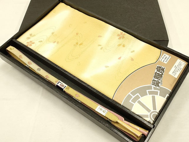平和屋着物●和装小物 帯締め・帯揚げセット 流水花文 高麗組 暈し染め 金銀糸 逸品 未使用 AAAS2713ay