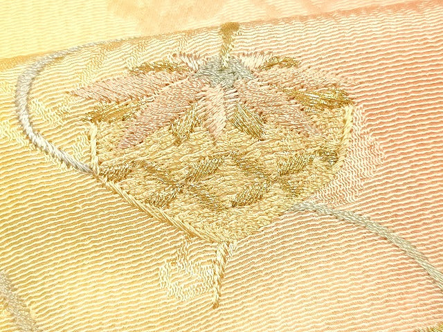 平和屋着物●和装小物 帯締め・帯揚げセット うらら香 刺繍 駒 丸ぐけ 暈し染め 金糸 撚り房 逸品 未使用 AAAS2714ay