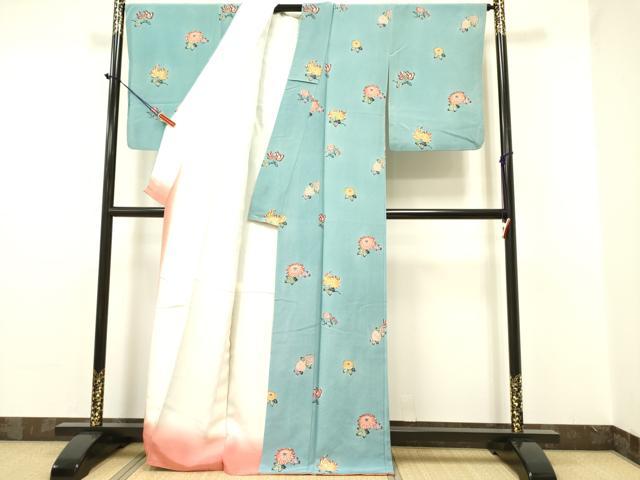平和屋着物●上質な小紋 紅型 草花文 鬼しぼ縮緬 正絹 逸品 DAAR0123yyy