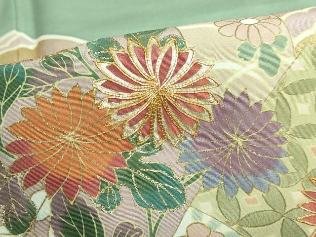 平和屋着物●豪華色留袖 駒刺繍 飛鶴吉祥花文 金彩 ロング丈 正絹 逸品 DAAP1883ic
