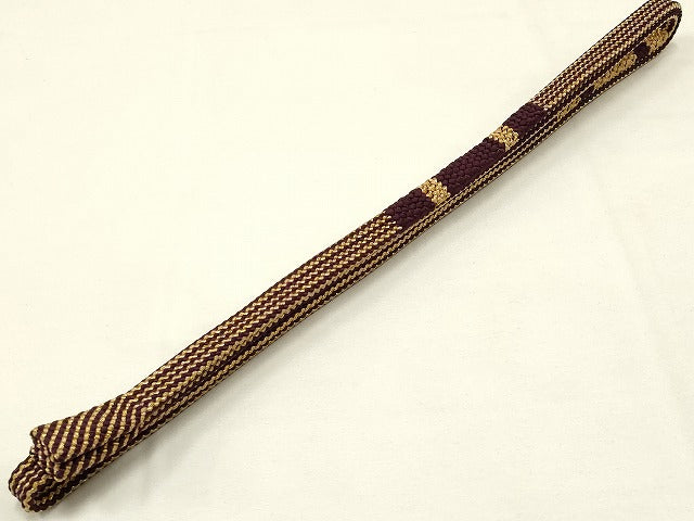 平和屋着物●和装小物 上質な帯締め 平田紐 内記組 金糸 扇面房 逸品 AAAS2868ay
