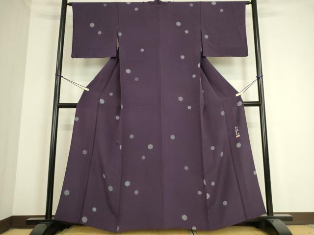 平和屋着物▽上質な小紋 彫士:矢田昇・染士:服部賓洞 単衣 雪輪文 高島屋扱い 正絹 逸品 DAAT9100az