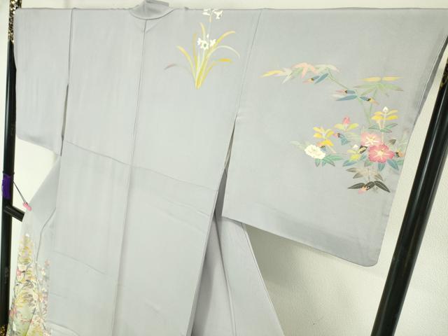 平和屋本店■極上 本加賀友禅作家 百貫華峰 訪問着 吉祥花鳥文 暈し染め 淡藤色地 逸品 DZAA3058kh5