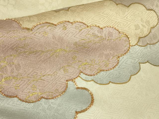 平和屋本店■極上 皇室献上作家 藤井寛 訪問着 駒刺繍 雲重ね 薄卵色地 金彩 三越扱い 逸品 DZAA4992kh5