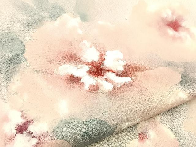 平和屋着物▽訪問着 単衣 作家物 手描き 草花文 正絹 逸品 BAAS7868yc