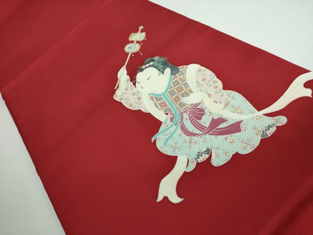 平和屋本店●極上 加賀友禅の巨匠 初代 由水十久 塩瀬 九寸名古屋帯 鼓 童子 風呂敷付き 逸品 DZAA5172kh5