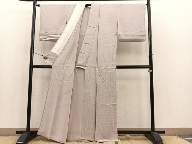 平和屋着物▽上質な色無地 単衣 七宝地紋 枯野色 正絹 逸品 BAAS7893yc