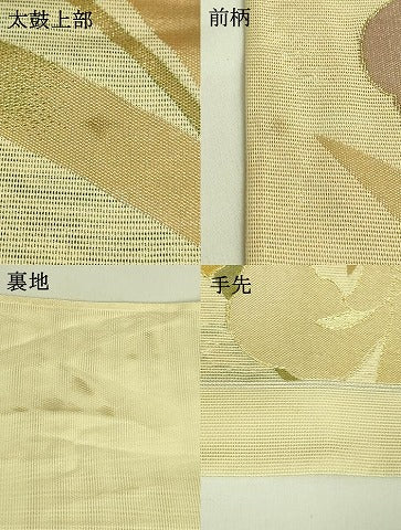平和屋着物*夏物 六通柄袋帯 草花文 金糸 正絹 逸品 DAAR6744cm