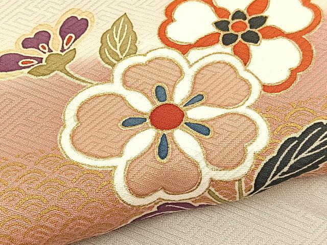 平和屋着物▽訪問着 単衣 横段花文 暈し染め 金彩 正絹 逸品 BAAS8308hv
