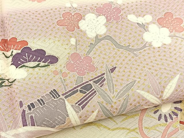 平和屋着物▽訪問着 単衣 扇面花文 暈し染め 金銀彩 正絹 逸品 BAAS8309hv