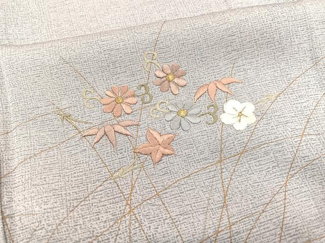 平和屋着物▽訪問着 単衣 刺繍 吹き寄せ花唐草文 暈し染め 金彩 正絹 逸品 BAAS8319hv