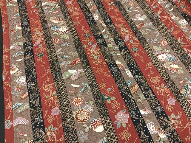 平和屋着物▽上質な小紋 単衣 松竹梅間道 ふくれ織り 金彩 正絹 逸品 BAAS8340hv