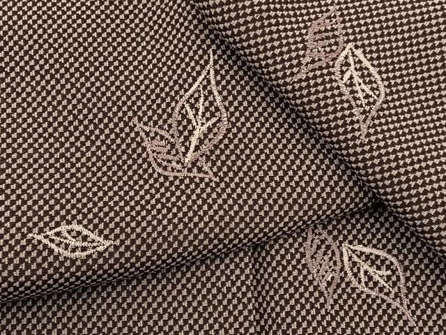 平和屋着物▽上質なお召 単衣 刺繍 舞葉文 正絹 逸品 BAAS8345hv