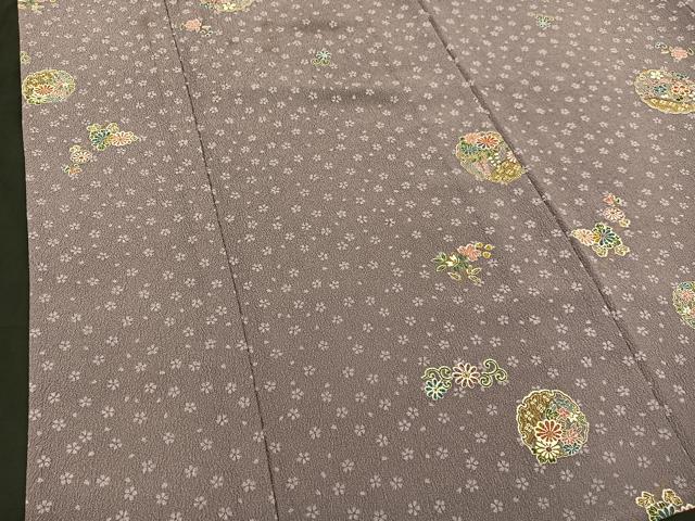 平和屋着物▽小紋 単衣 雪輪花文 ふくれ織り 洗える着物 BAAS8363hv