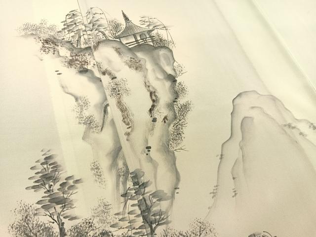 平和屋着物▽訪問着 単衣 手描き 風景文 暈し染め 正絹 逸品 BAAS8373hv