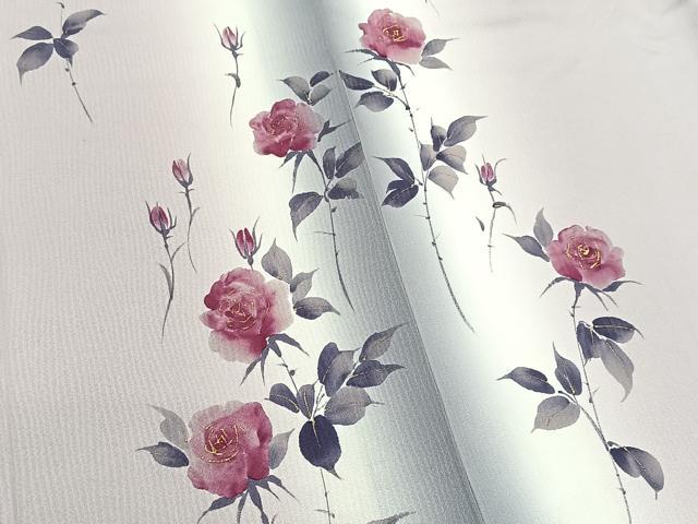平和屋着物▽訪問着 単衣 薔薇 暈し染め 金彩 正絹 逸品 BAAS8004yc