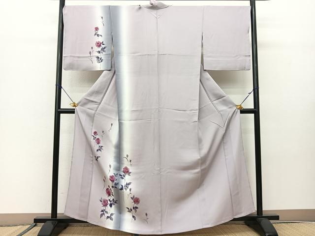 平和屋着物▽訪問着 単衣 薔薇 暈し染め 金彩 正絹 逸品 BAAS8004yc