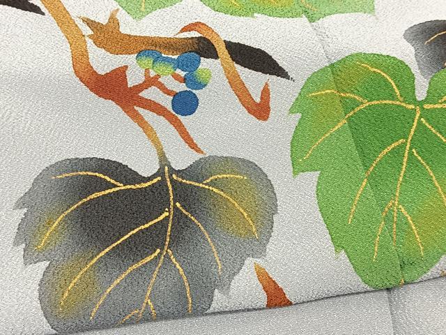 平和屋着物▽豪華色留袖 単衣 手描き 葡萄蔦の葉文 洗える最高級着物 <英>はなぶさ謹製 金彩 BAAS8035yc