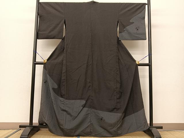 平和屋着物▽訪問着 単衣 瓢箪 黒地 正絹 逸品 BAAS8024yc