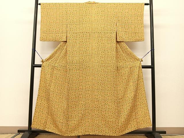 平和屋着物▽上質な小紋 単衣 更紗花唐草文 正絹 逸品 BAAS8044yc