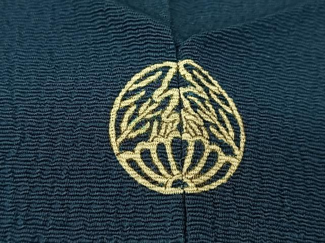 平和屋着物▽上質な色無地 単衣 青藍色 鬼しぼ縮緬 正絹 逸品 未使用 BAAS8053yc