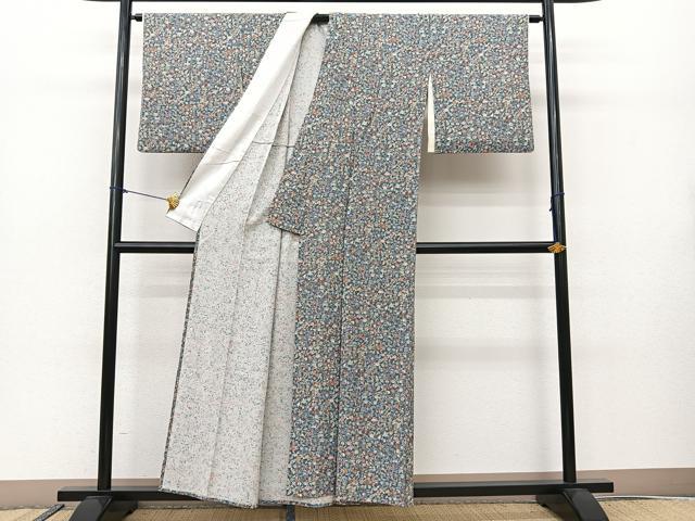 平和屋着物▽上質な小紋 単衣 宝尽くし花文 正絹 逸品 BAAS8057yc