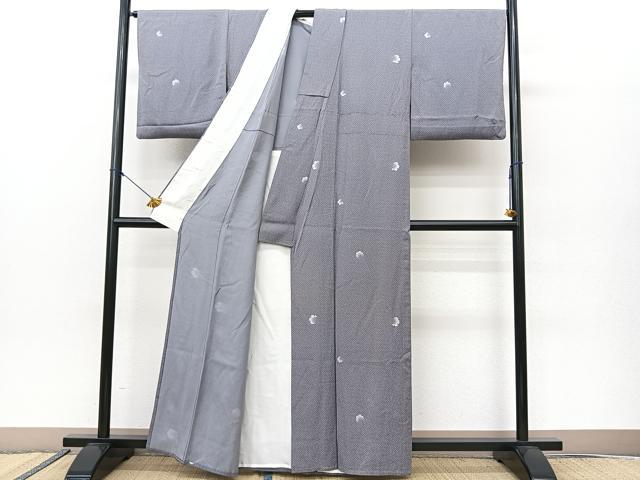 平和屋着物▽上質な小紋 単衣 雪輪丸文 正絹 逸品 BAAS8055yc