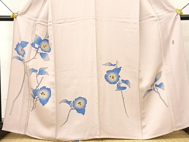 平和屋着物▽訪問着 単衣 作家物 枝花文 正絹 逸品 BAAS8061yc