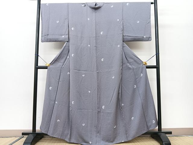 平和屋着物▽上質な小紋 単衣 雪輪丸文 正絹 逸品 BAAS8055yc