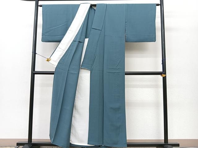 平和屋着物▽上質な色無地 単衣 錆御納戸色 正絹 逸品 BAAS8056yc