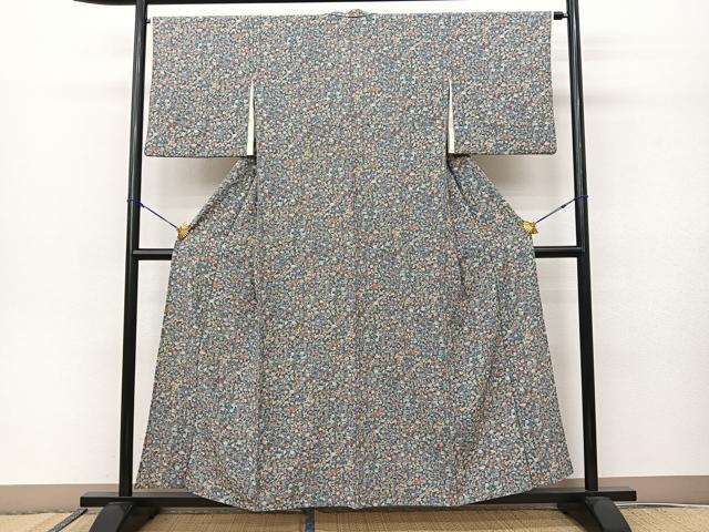 平和屋着物▽上質な小紋 単衣 宝尽くし花文 正絹 逸品 BAAS8057yc