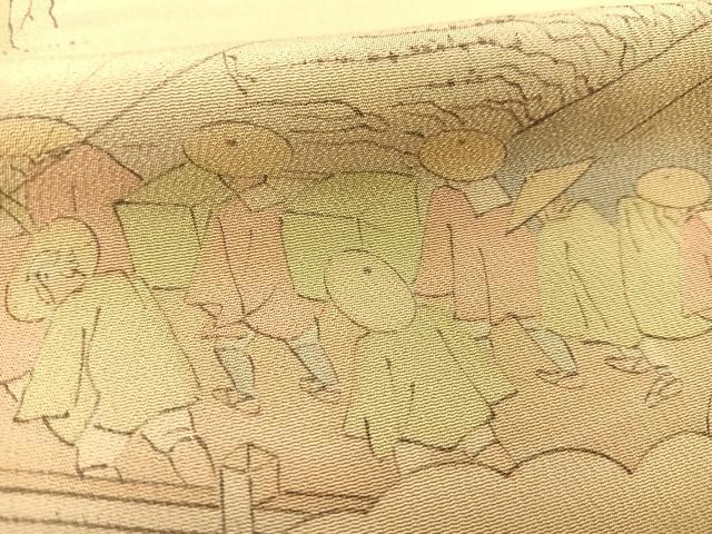 平和屋着物▽上質な小紋 単衣 東海道五十三次 正絹 逸品 BAAS8072yc