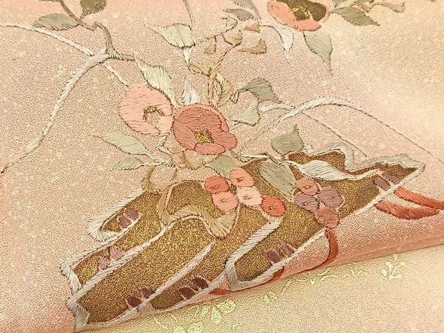 平和屋着物▽訪問着 単衣 刺繍 花筏文 暈し染め 金彩 正絹 逸品 BAAS8071yc