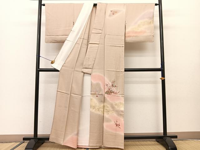 平和屋着物▽訪問着 単衣 刺繍 花筏文 暈し染め 金彩 正絹 逸品 BAAS8071yc
