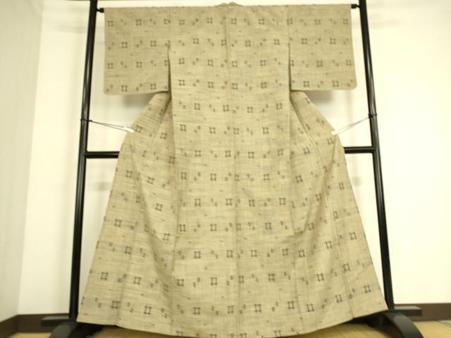 平和屋着物▽上質な紬 単衣 絣文様 正絹 逸品 DAAQ4479az