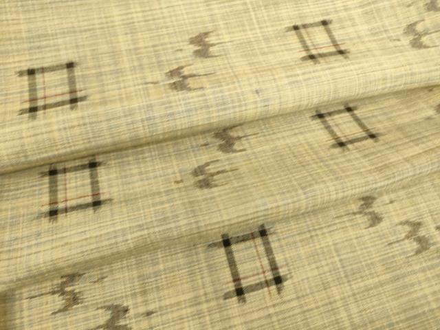 平和屋着物▽上質な紬 単衣 絣文様 正絹 逸品 DAAQ4479az