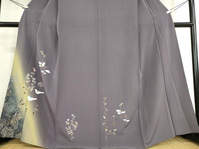平和屋着物▽訪問着 単衣 花鳥文 暈し染め 金彩 正絹 逸品 DAAQ4509az