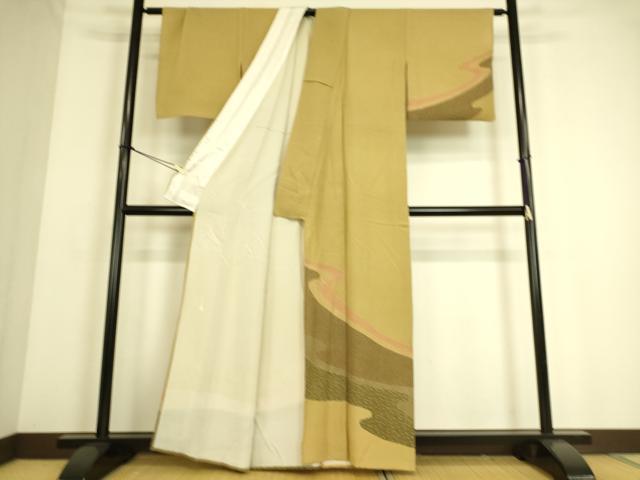平和屋着物▽伝統工芸士 石塚幸生 江戸小紋 訪問着 単衣 草花文 正絹 逸品 DAAS0047az
