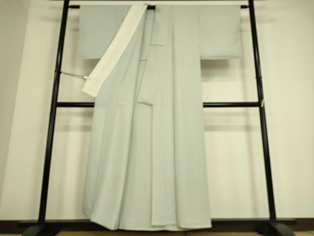 平和屋着物▽上質な色無地 単衣 青海波地紋 藍白色 正絹 逸品 DAAS0043az