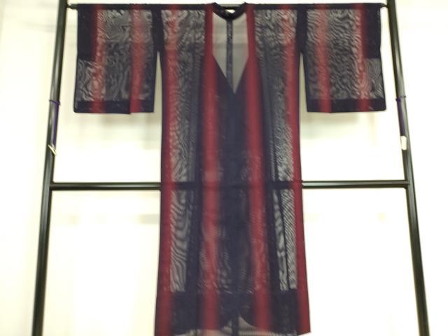 平和屋着物▽道行コート スリーシーズン 春夏秋 塵除け 紗 縞 ロング丈 正絹 逸品 DAAS0053az