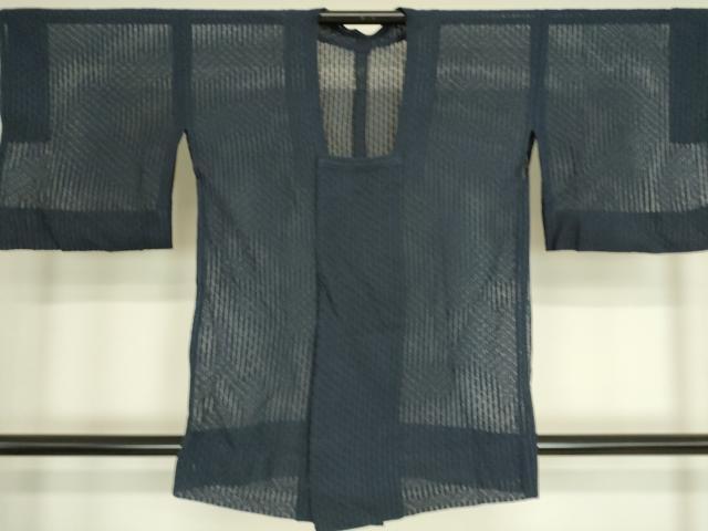 平和屋着物▽道行コート スリーシーズン 春夏秋 塵除け 丸繋ぎ 紺色 正絹 逸品 DAAS0052az