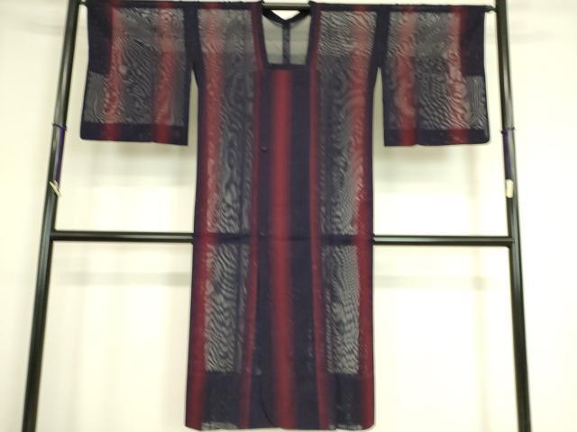 平和屋着物▽道行コート スリーシーズン 春夏秋 塵除け 紗 縞 ロング丈 正絹 逸品 DAAS0053az