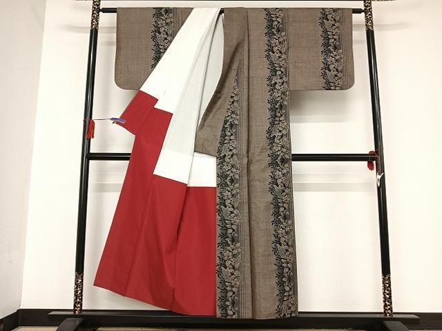 平和屋着物●本場大島紬 9マルキ 花蝶文 正絹 逸品 AAAT9396np