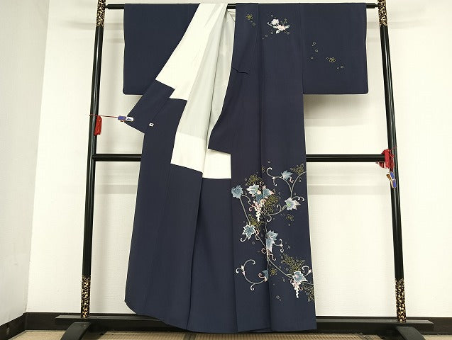 平和屋着物●本加賀友禅作家 奥泉可愛 訪問着 葡萄蔦の葉 正絹 逸品 AAAT9453np