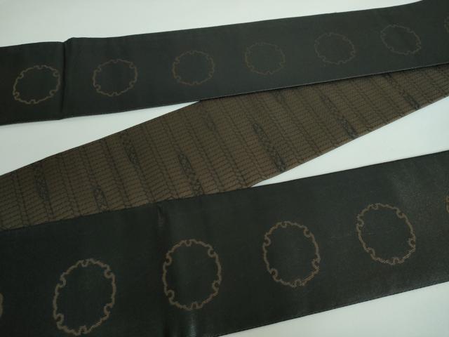 平和屋本店●極上 男性 両面 角帯 雪輪 暗黒色 逸品 DZAA5420kh5