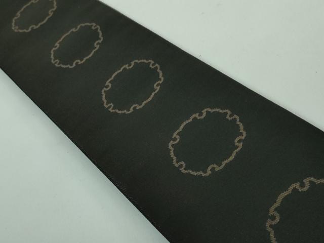 平和屋本店●極上 男性 両面 角帯 雪輪 暗黒色 逸品 DZAA5420kh5