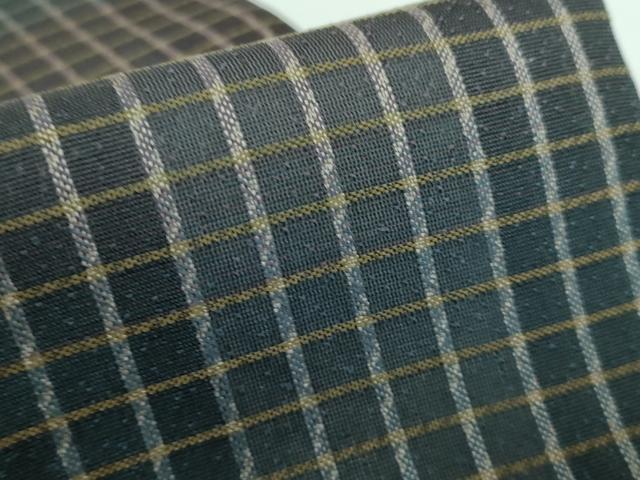 平和屋本店■極上 男性 両面 角帯 切り嵌め 格子 海松茶色 金糸 逸品 DZAA5425kh5