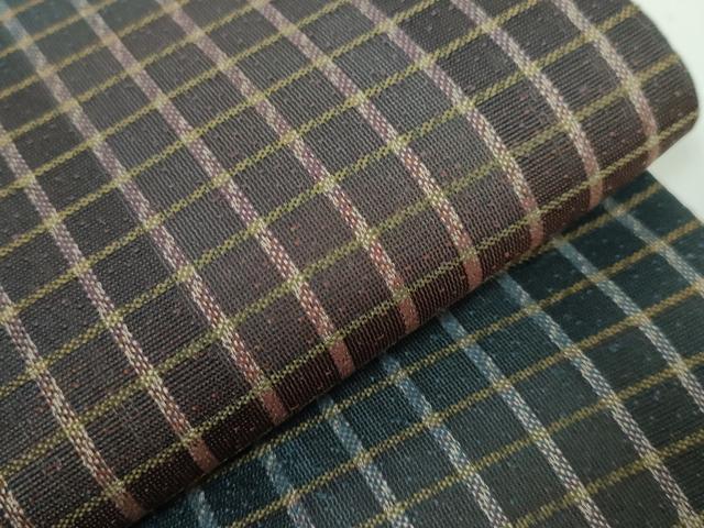平和屋本店■極上 男性 両面 角帯 切り嵌め 格子 海松茶色 金糸 逸品 DZAA5425kh5